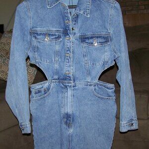 Blue Jean Denim One Piece Cutout Playsuit By PrettyLitteThing